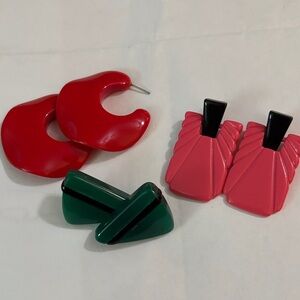 Vintage Lucite Earrings for Pierced Ears - 3 pairs